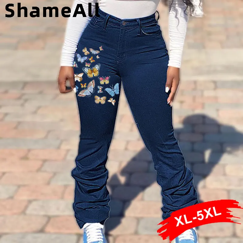 Stacked Jeans Women 5XL Streetwear 