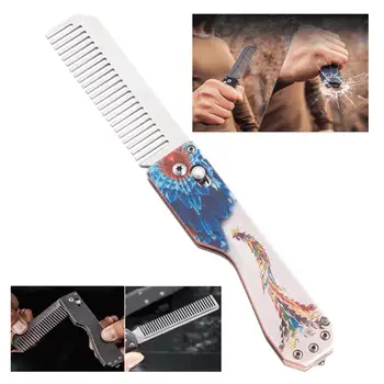 

Tactical Comb Jump Comb Tool Practice Training EDC 4 in 1 6 Colors Tungsten Steel Comb Blade Camping Broken Window Hammer
