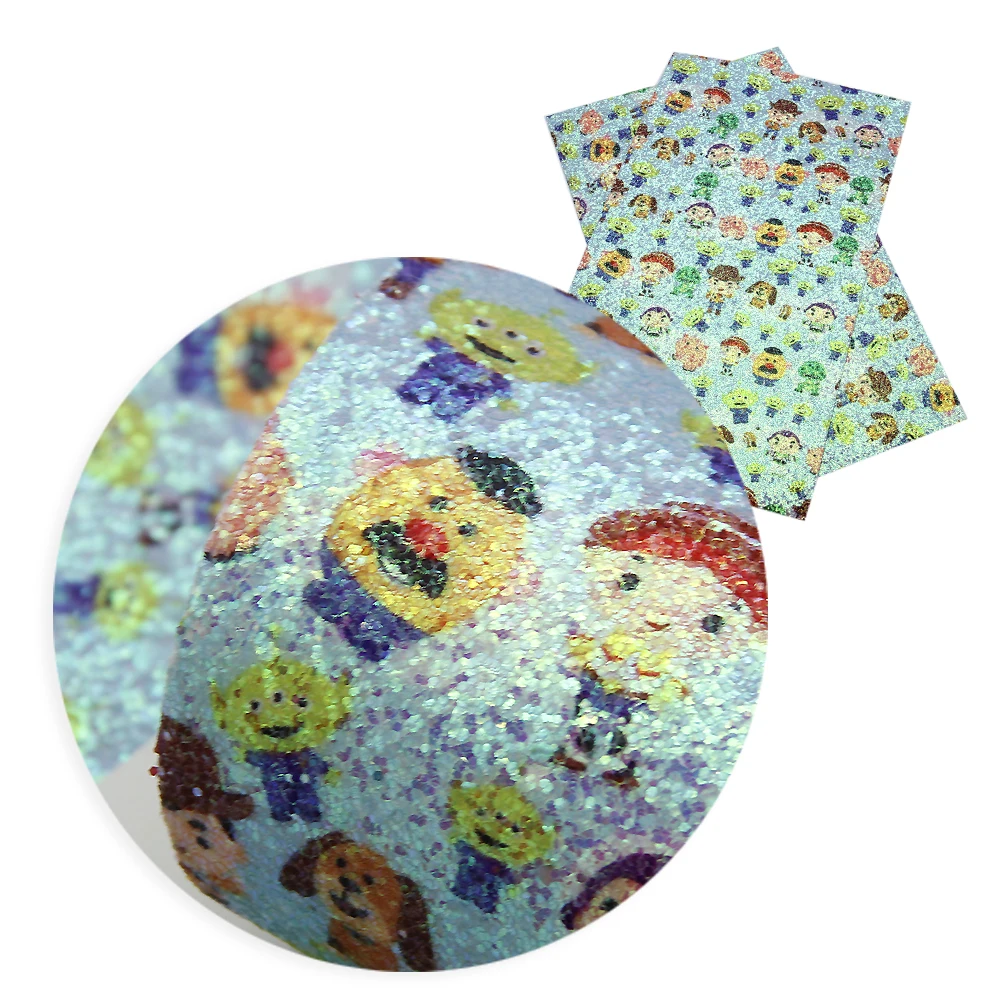 20*34 см мультфильм дизайн толстый Блеск Ткань искусственная кожа ткань для бантов лоскутное кожзаменитель, DIY материалы ручной работы, 1Yc9110 - Цвет: 1079875006