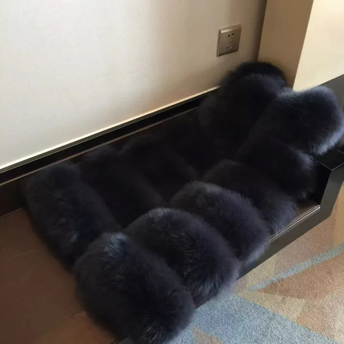 VITIANA, женское длинное повседневное пальто из искусственного меха, Осень-зима, Женский мягкий модный меховой жилет без рукавов, Женские винтажные элегантные пальто - Цвет: Navy
