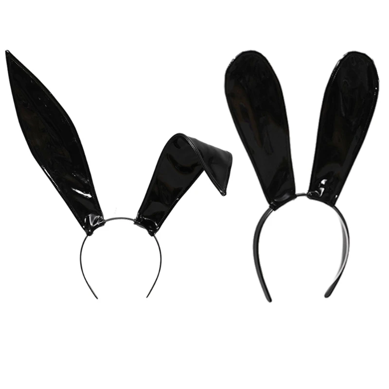 Leather Rabbit Ears Headband Handmade Sexy Bunny Ears Hairband Easter Halloween Cosplay Props Theme Hair Accessories
