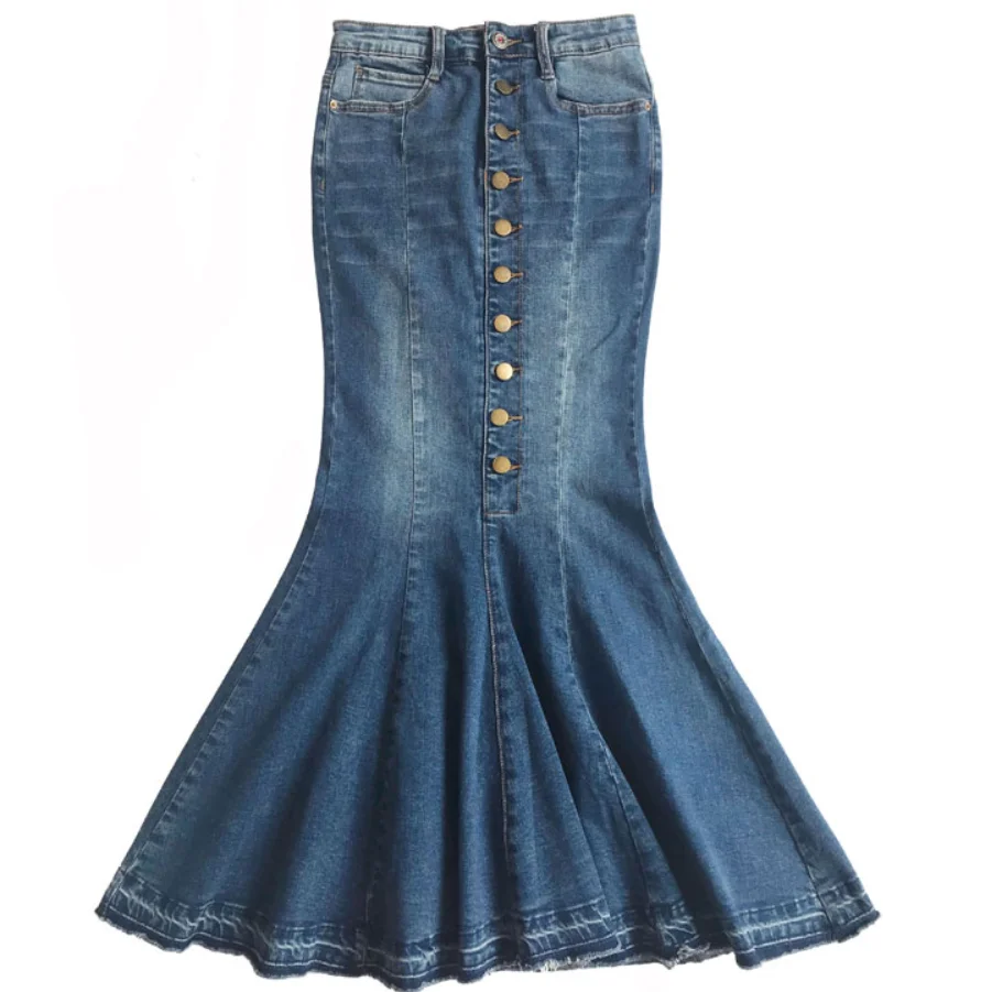 Женская джинсовая юбка с завышенной талией длинная годе|skirt ladies|long denim skirtdenim skirt |