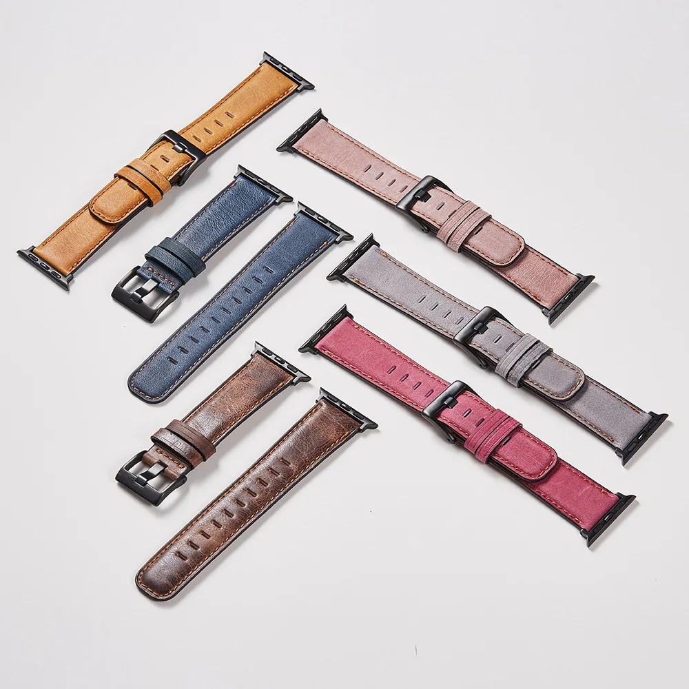 

Genuine Leather Band Brown Loop Strap For Apple Watch 5 4 3 2 1 38mm 40mm , Viotoo Men Leather Watch Band For Iwatch 4 44mm