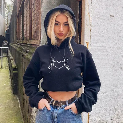 Female sweatshirt Y2K Clothes Punk Jacket Print Oversized Hoodies grunge hoodie gothic Aesthetic Woman clothes gothic clothes