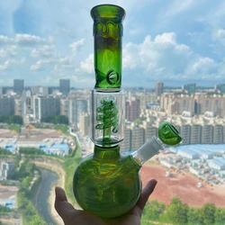Garrafa de vidro verde alta qualidade hookah boca vidro design integrado tigela tubo soldado juntos shisha ferramenta de vidro borosilicato