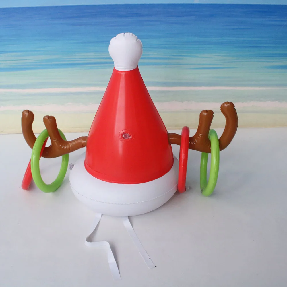 D-надувной Санта Забавный оленьи рога кольцо для шляпы Toss Рождество праздник партии игры поставки игрушки Рождественский подарок