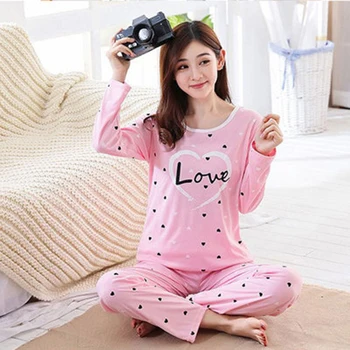 

Women Pajamas Set Spring Autumn New Printed Long Sleeve Cute Sleepwear Casual Homewear Female Pyjamas