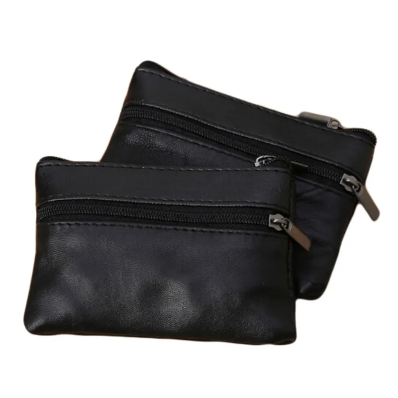 Men Women Coin Key Soft Holder Zip Leather Wallet Pouch Bag Purse Gift New Fashion Black Mini Holders | Багаж и сумки