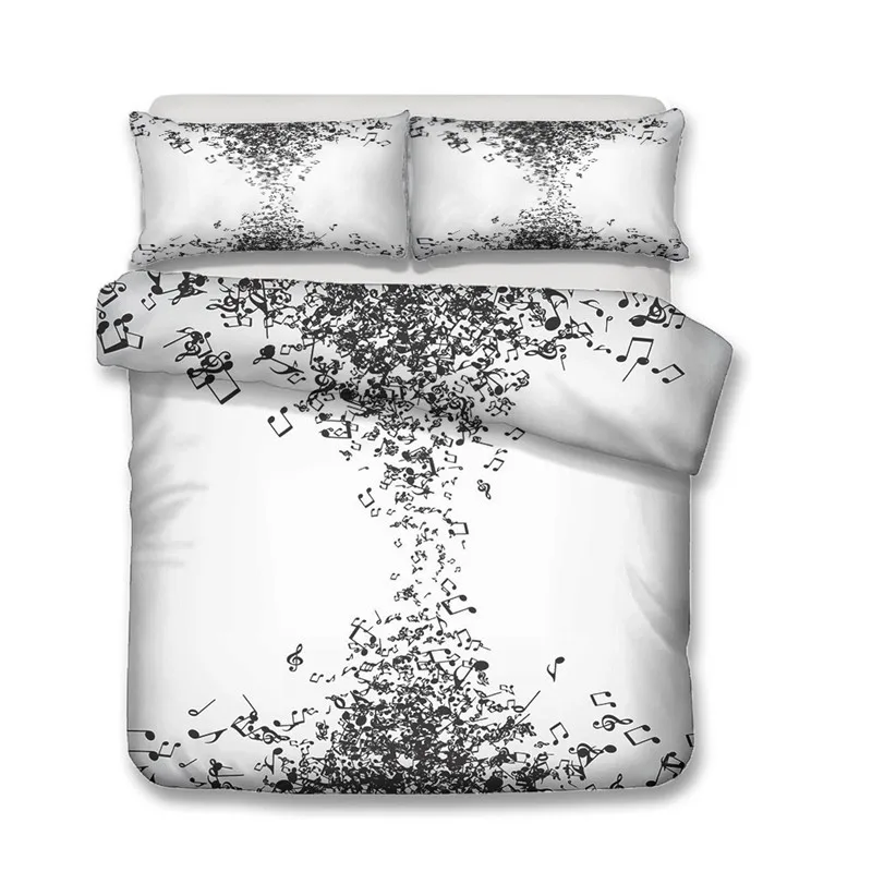 5 3D Duvet Cover King Size With Music Printed Black Quilt Cover With Pillowcase Bed Room Linen Single Double Custom Bedding Set - Цвет: 5