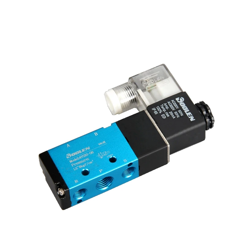 4V210-08 Одиночная катушка 2 положения 5 портов/способов Пневматический воздушный контроль Соленоидный клапан