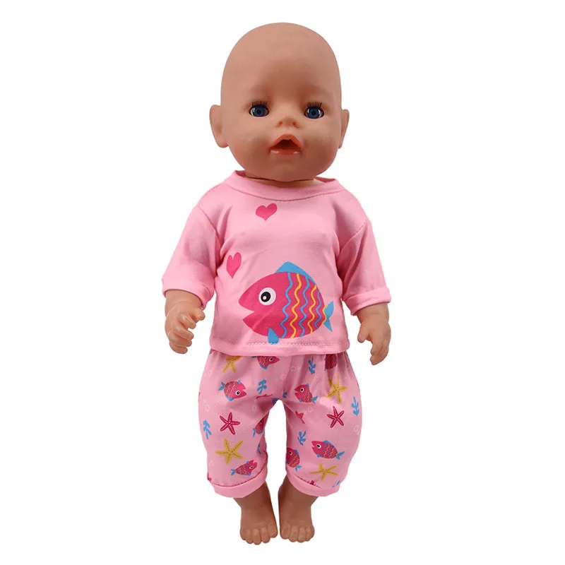 Дял 18-дюймовой куклы одежда рубашка с принтом животного Короткие штаны 40 см 43 см для ухода за ребенком для мам, детские куклы, одежда, наряды для куклы, игрушки одежда