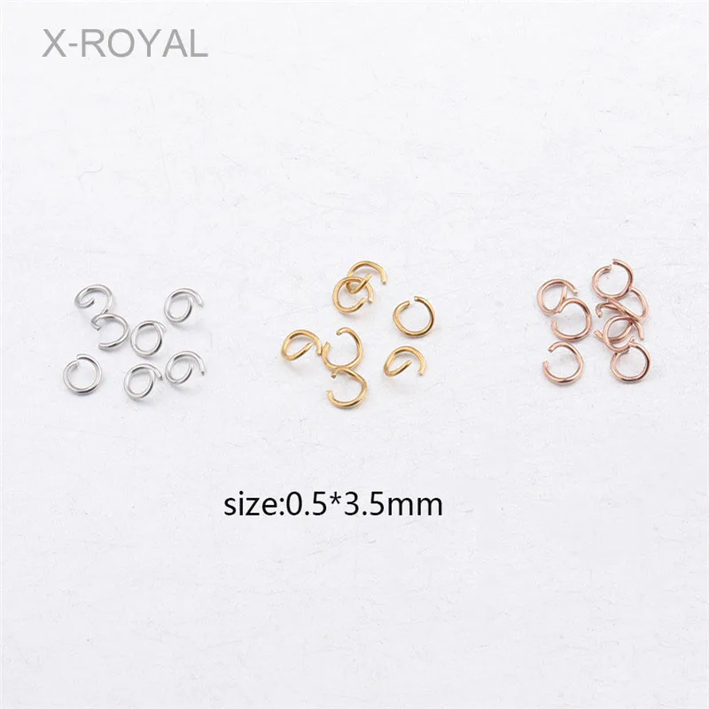 

X-ROYAL 100Pcs/lot 0.5*3.5mm Stainless Steel Gold Rose Gold Color Open Jump Rings DIY Jewelry Making Findings Bulk Split Rings