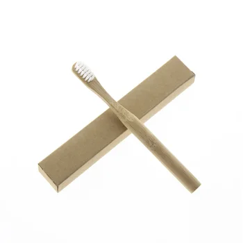

50Pcs/Set Round Handle Custom Logo Oral Care Tool Kid Child Natural Bamboo Toothbrush Tooth Brush With Recycled Box