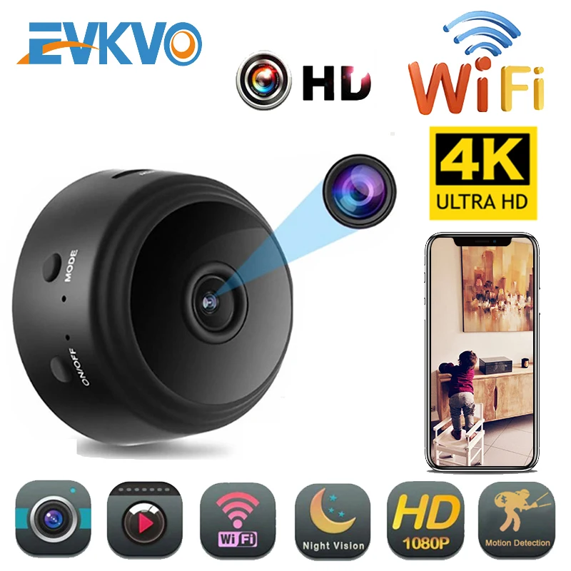 Мини камера EVKVO A9 WIFI домашняя секретная HD 1080P микро видеокамера широкоугольный