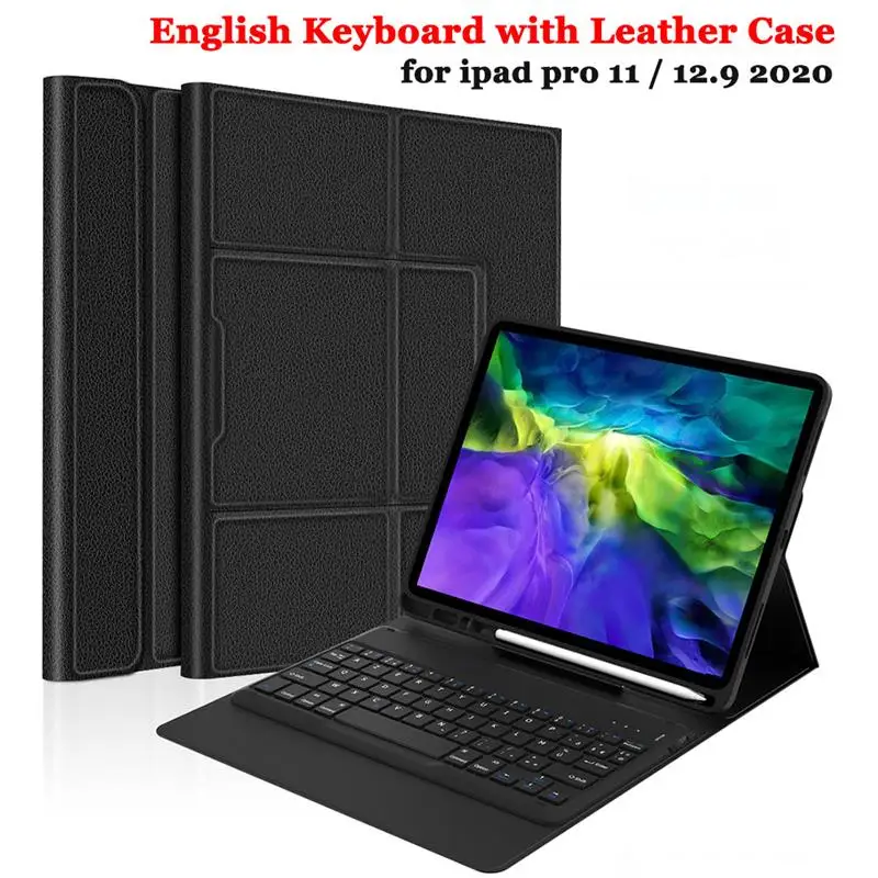 

For iPad Pro 11 / 12.9 inch Case 2020 English Keyboard with Case Auto Wake Sleep PU Leather Tablet Protector Case with Keyboard