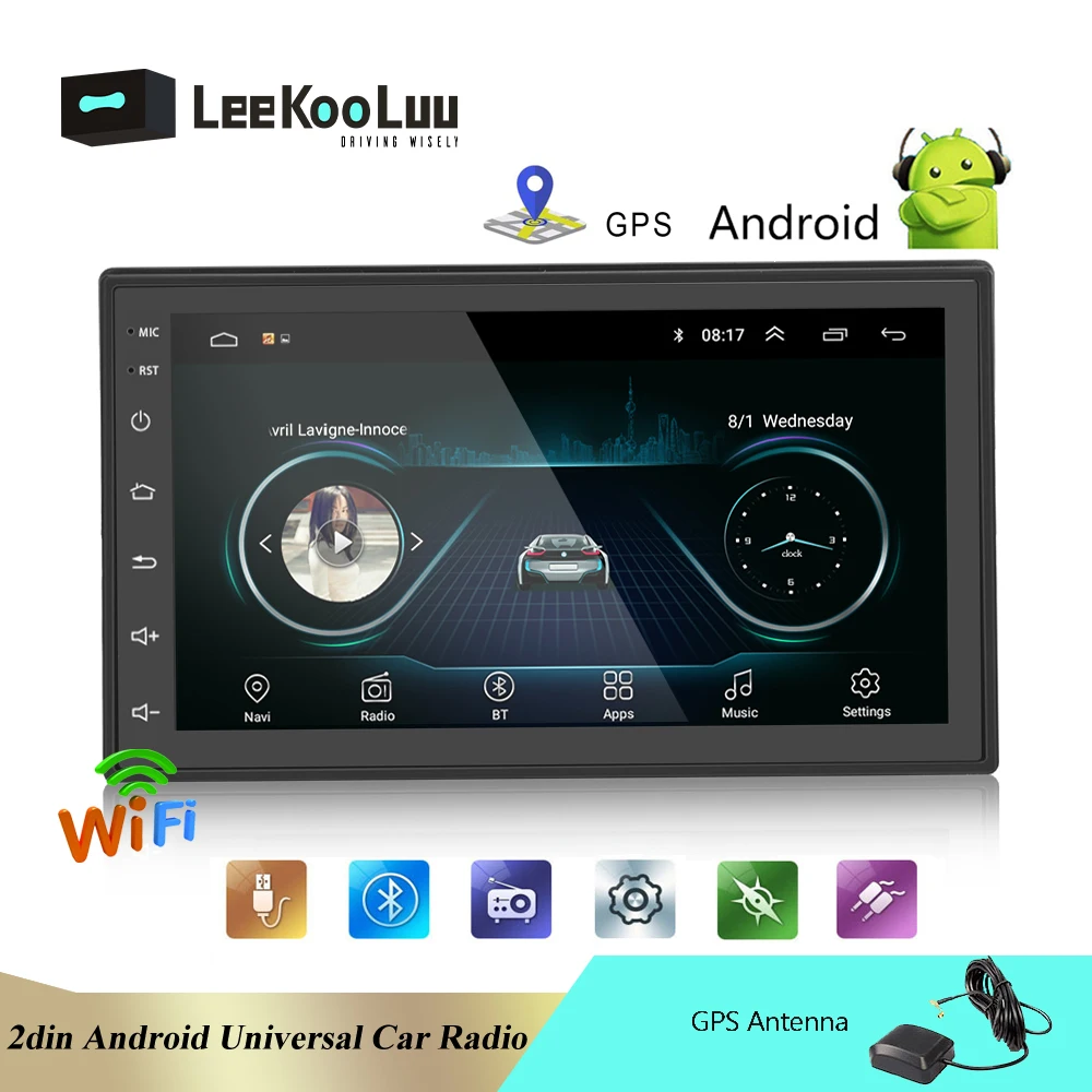 Автомагнитола LeeKooLuu 2 din 2.5D GPS Android мультимедийный плеер универсальная аудиоплеер 7