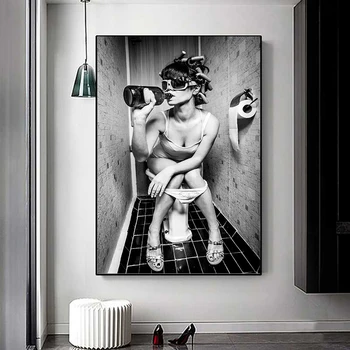 

Drink and Smoking Black White Sexy Woman Canvas Paintings Posters and Prints Wall Art Picture for Living Room Home Decor