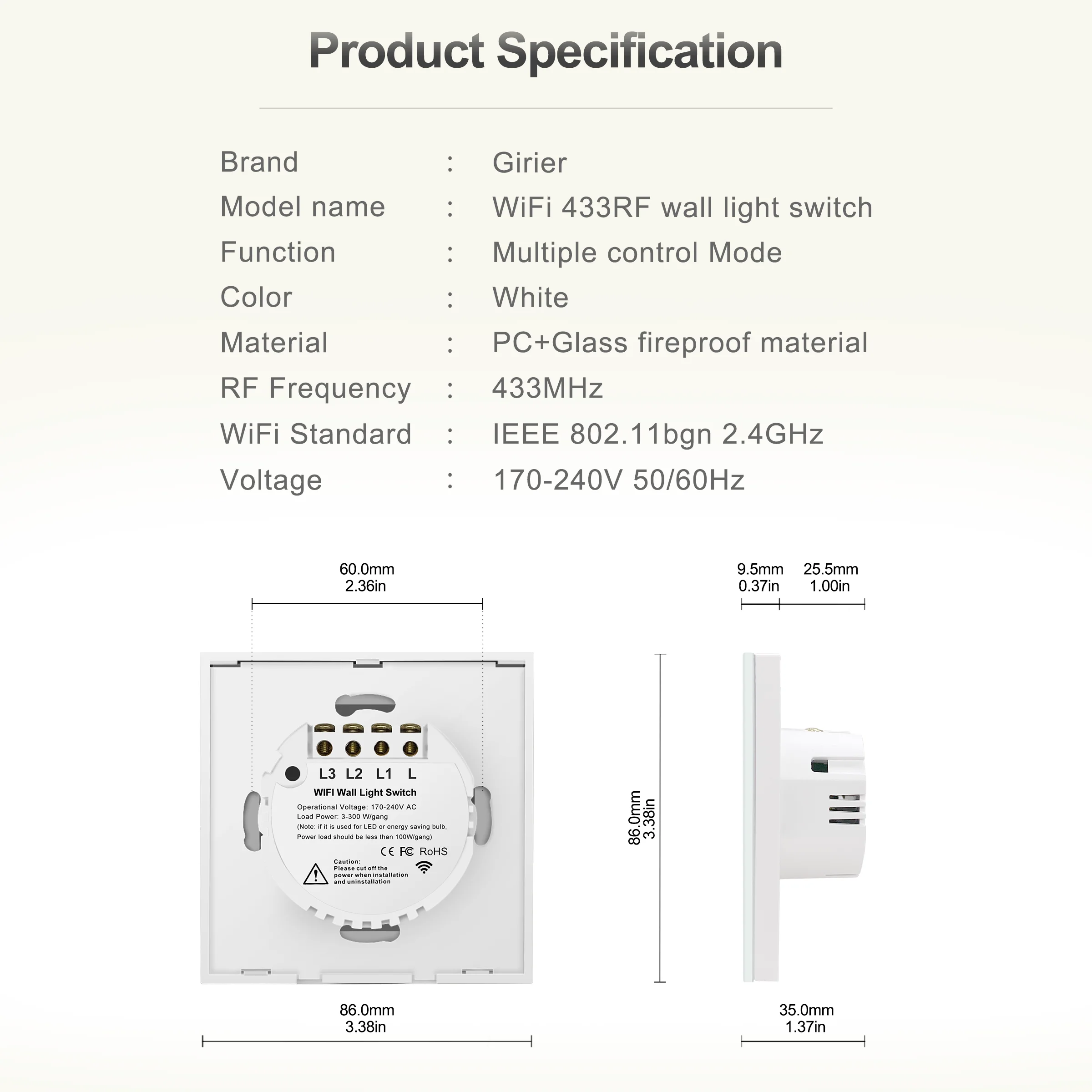 Wifi Wall Touch Switch EU No Neutral Wire Required Smart Light Switch 1 2 3 Gang 220V Tuya Smart Home Support Alexa Google Home