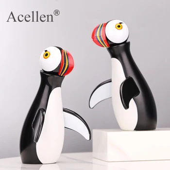 

Nordic Decorative Puffin Handmade Wooden Figurine Bedroom Living Room Home Decoration Accessories Ornaments Holiday Gift Toys