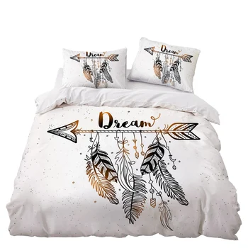 

Dreamcatcher Indian Arrow Bedding Set Bedroom Decor White Bedspread Microfiber Hypoallergenic Zipper 1PC Duvet Cover Pillowcase