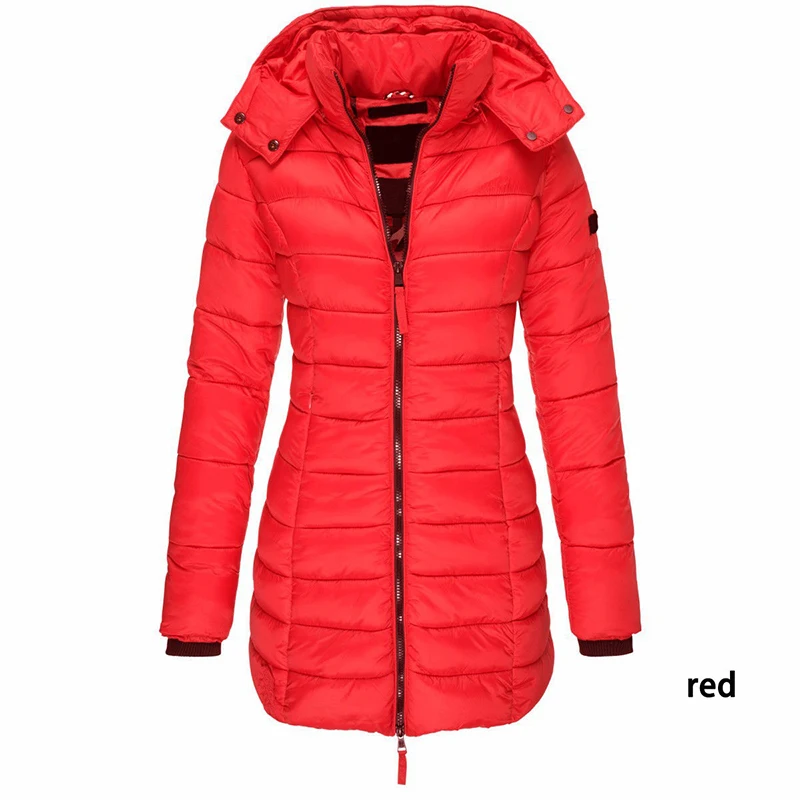Women's 2021 Quilted Long Sleeve Coats Jackets for Women Winter Thick Warm Soild Fashion High Neck Casual Oversize Straight Coat
