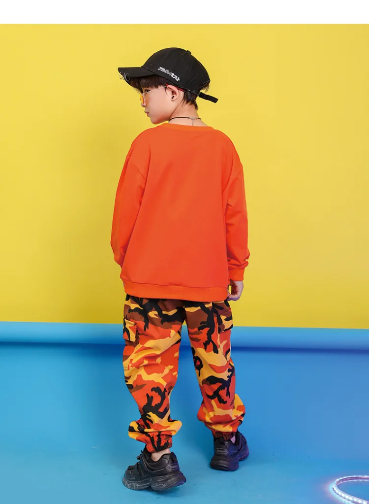 Детская одежда в стиле хип-хоп; простой Свитшот; пуловер; камуфляжные повседневные штаны для бега для девочек и мальчиков; танцевальный