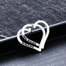 Custom Name Necklace ,Geometric Double Heart Shap Stainless Steel Pendant Necklace for Loves Couples Statement Necklace Jewelry