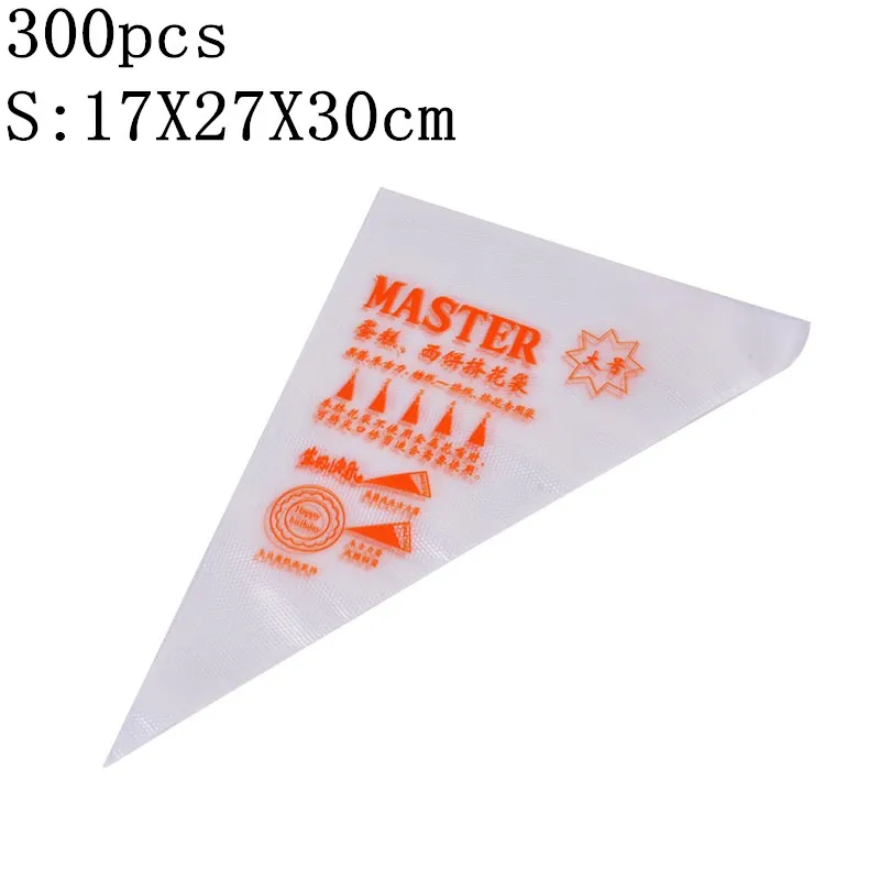 300pcs S 100/200/300 шт одноразовый мешок для теста формочки для выпекания кексов, глазировки с изображением торта Декор кекса сумки Fondant(сахарная) крем торт Кондитерская насадка - Цвет: 300pcs S