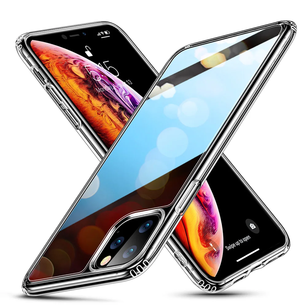 Black Стеклянный чехол ESR для iPhone 11 11 Pro 11 Pro Max, ультратонкая прозрачная задняя стеклянная крышка с мягким краем для iPhone 11 - Цвет: Black