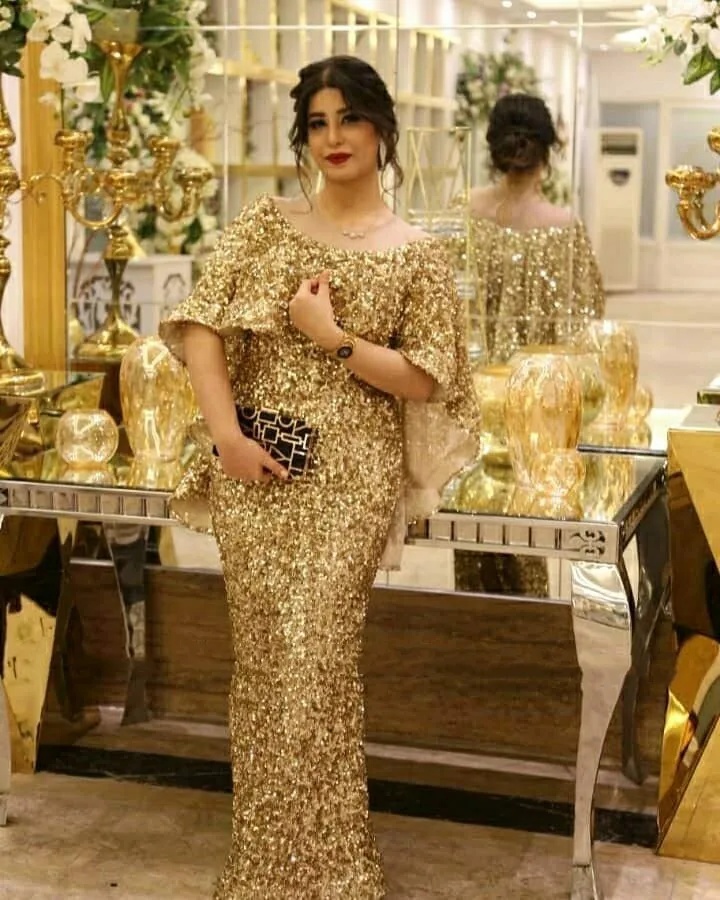 

Prom Dresses 2020 Mermaid Sequin Long formal party Evening gown half Sleeve Arabic Muslim