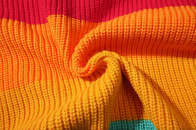 ICPANS свободный свитер с радугой для мужчин, пуловер с цветочной вышивкой, свитера, зима, уличная одежда в стиле хип-хоп, мужской вязаный свитер