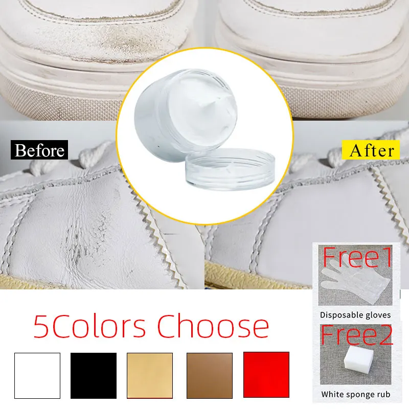 30ML White Paint for shoes cream skin Leather Finish Clothes Plastic  restorer Black Dye Repair Car Seat Restoration with Gloves