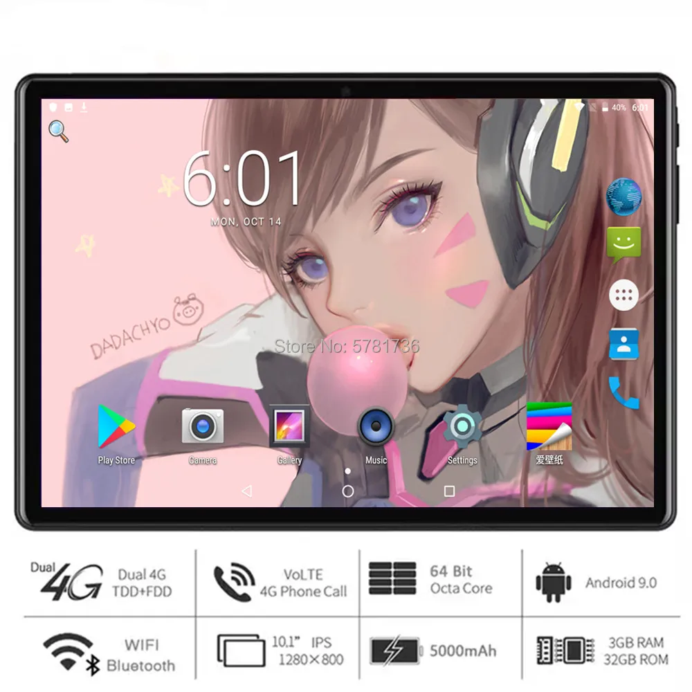 Бесплатная доставка 5G WiFi 10 дюймовый Восьмиядерный планшет 3 Гб RAM + 32 ROM Android 9 OS 1280x800