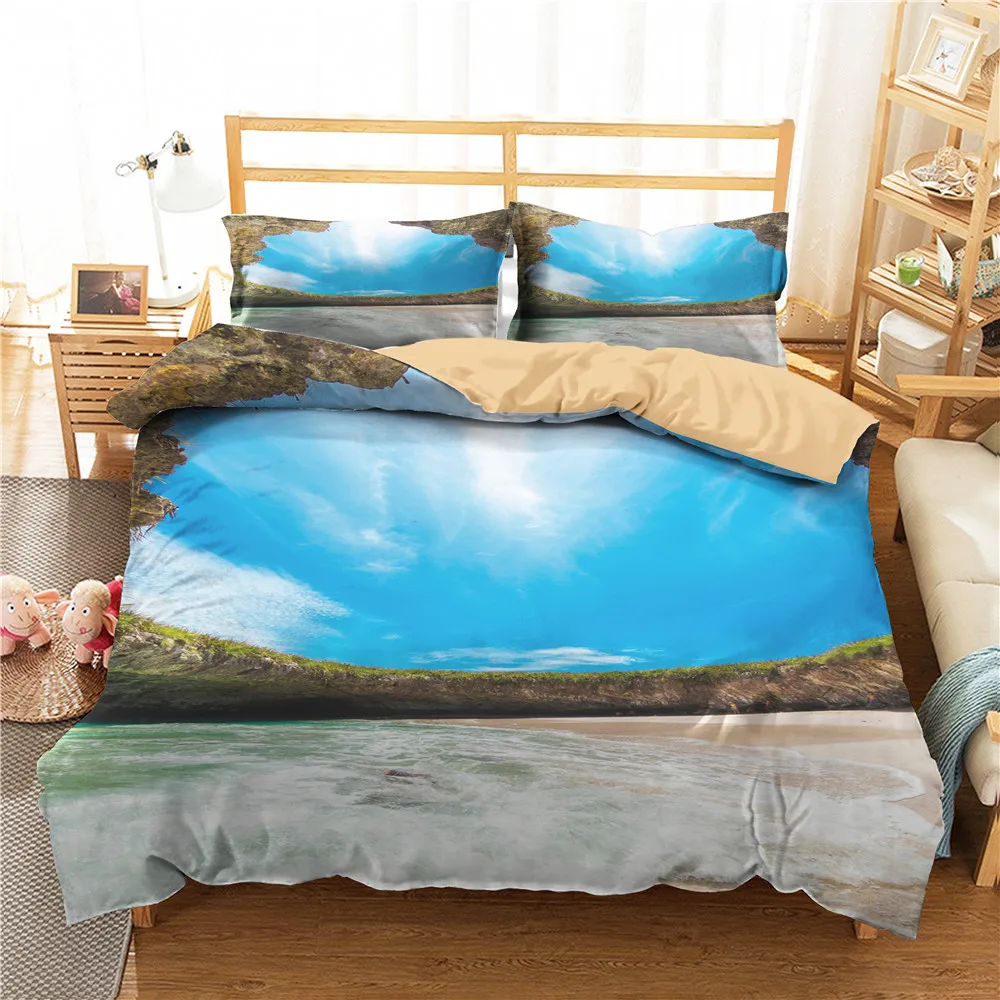 Sunset Beach Bedding Set Sea Waves Surf 