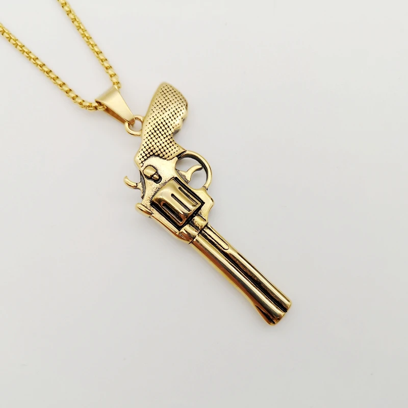 Мужское ожерелье с подвеской пистолетом из нержавеющей стали 316L|men pendant|gun
