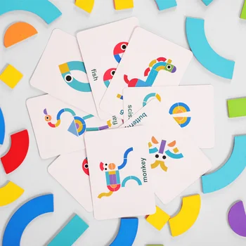 

36/50PCS Cartoon Wooden Fun Puzzles Lron Box Kids Cartoon Animal Early Education Puzzle Wood Tangram Children Learning Toy Gift