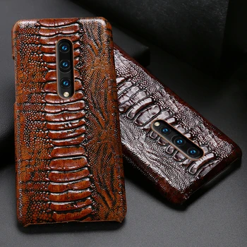 

Genuine Leather Phone Case For Oneplus 8 7 7T Pro 6 6T 5 5T 3 3T Cases Luxury Cowhide Ostrich Foot Texture Back Cover Funda Capa
