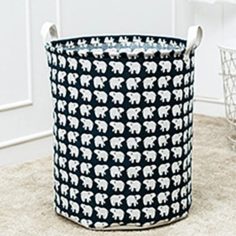 

Cartoon Printed Cotton Linen Storage Basket Home Supplies Sundries Dirty Clothes Holder Household Folding Container Organizer