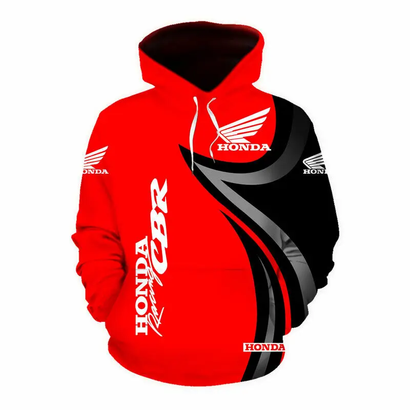 2021 de moda Honda Logo de ala Sudadera con capucha 3D Impresión Digital sudadera de los hombres ropa deportiva jersey de Harajuku con capucha y cremallera Casual Sudadera con capucha roja