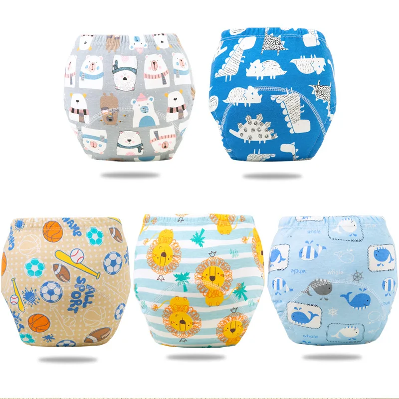 Baby Potty Toilet Training Pants Nappies Cartoon Boys Girls Underwear Cotton TPU WaterProof Panties Reusable Diapers Cover