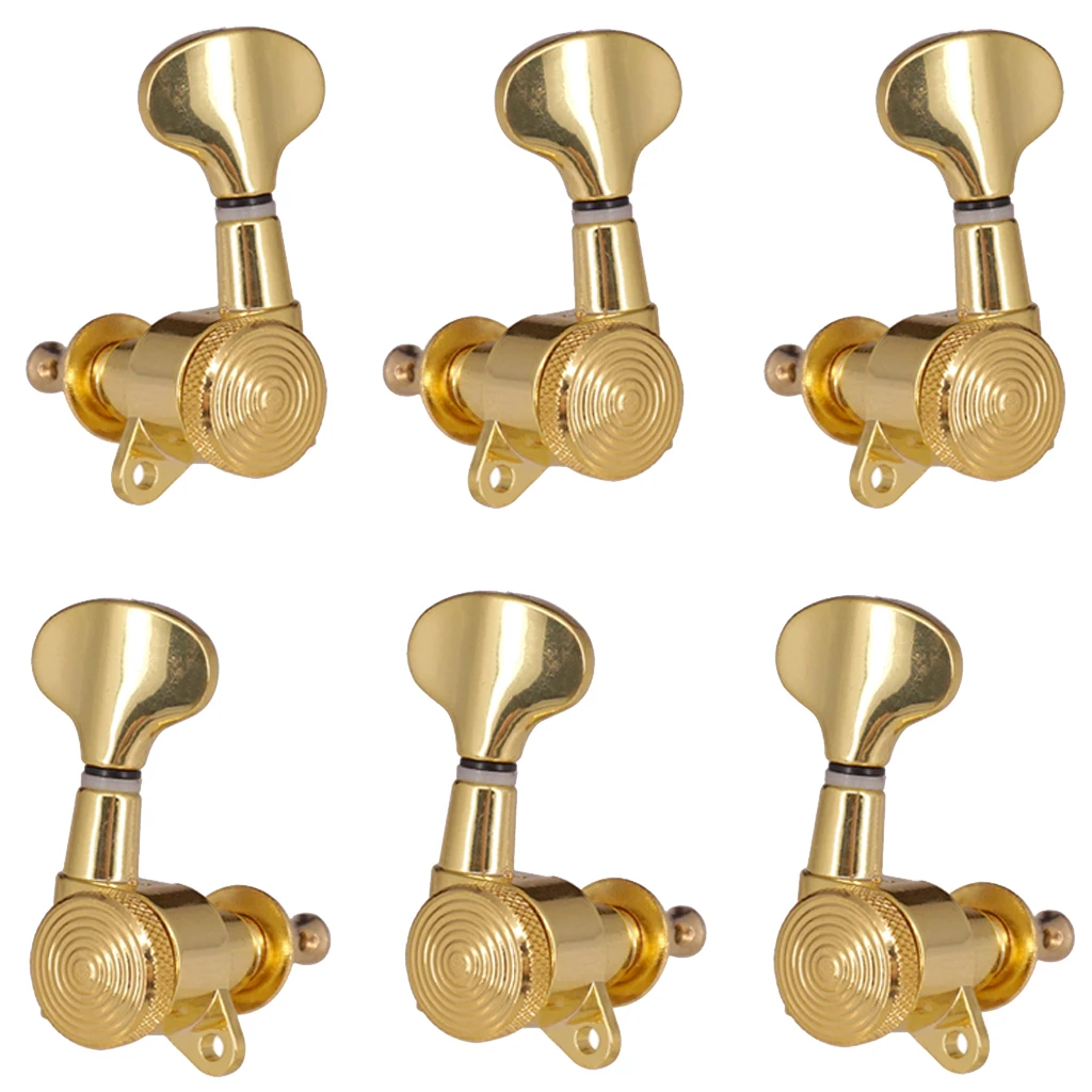 Guitar String Buttons Tuners Fishtail Guitar Lock Tuner Gold 3R3L Tuning Peg