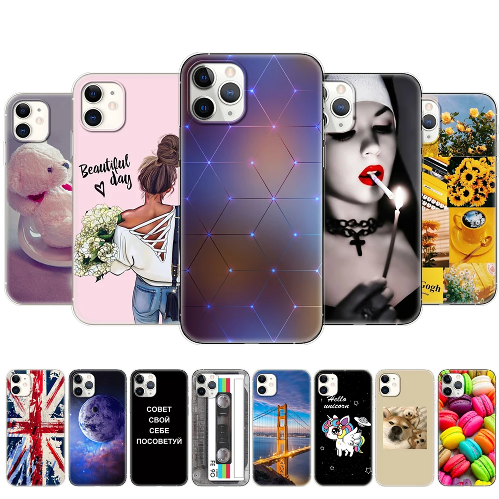Чехол для iphone 11 мягкий силиконовый чехол pro max eleven etui с полной защитой чехол-бампер