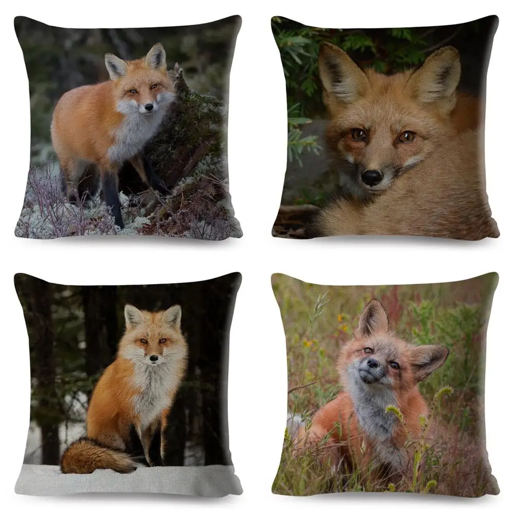 

Wild Fox Printed Pillow Case Decor Cute Animal Pillowcase for Home Car Sofa Children Room Polyester Cushion Cover 45*45cm