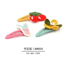 Новые стильные вязаные заколки в Корейском стиле с изображением животных; милые заколки с цветочным рисунком для девочек; аксессуары для маленьких девочек; C219