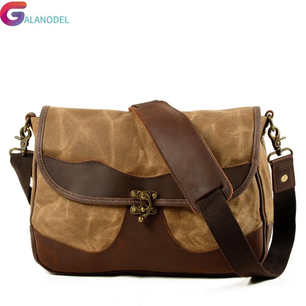 

GALANODEL Bag New Fashion Men M327 Canvas Leather Messenger Bag Business Casual Briefcase Crossbody bag male shoulder bag