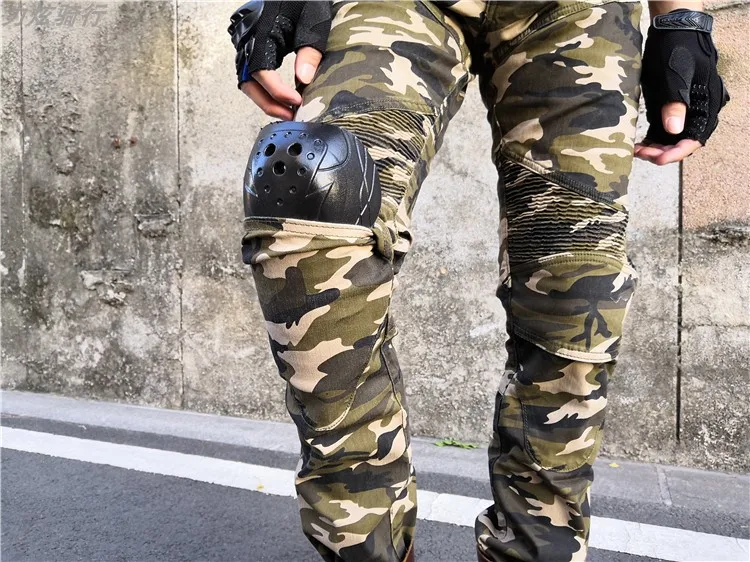 New Men's Motorcycle stylish Riding Protective Camouflage Jeans Biker slim casual pants