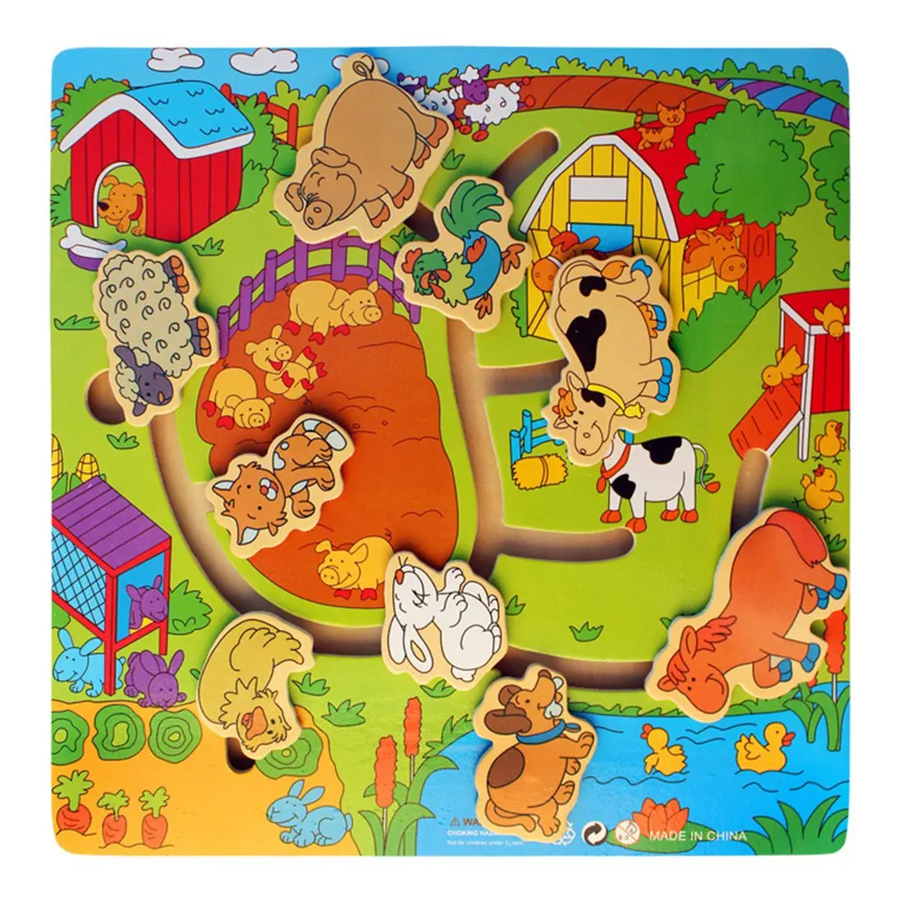 

Children's Educational Toys Wooden Educational Toy Cartoon Animal Maze Toy Realistic Animal Modeling Maze Toys