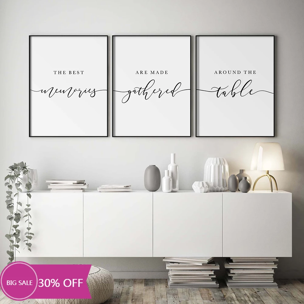 The best memories of kitchen minimalism gather around the table quote canvas painting wall art poster print | Дом и сад
