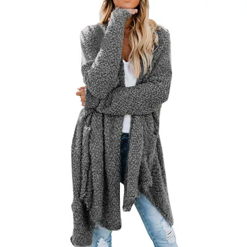 

Women's sweater Coat свитер женский пальто cardigan кардиган Loose Long Sleeve Solid Plush Cardigan Coat Tops free shipping #3