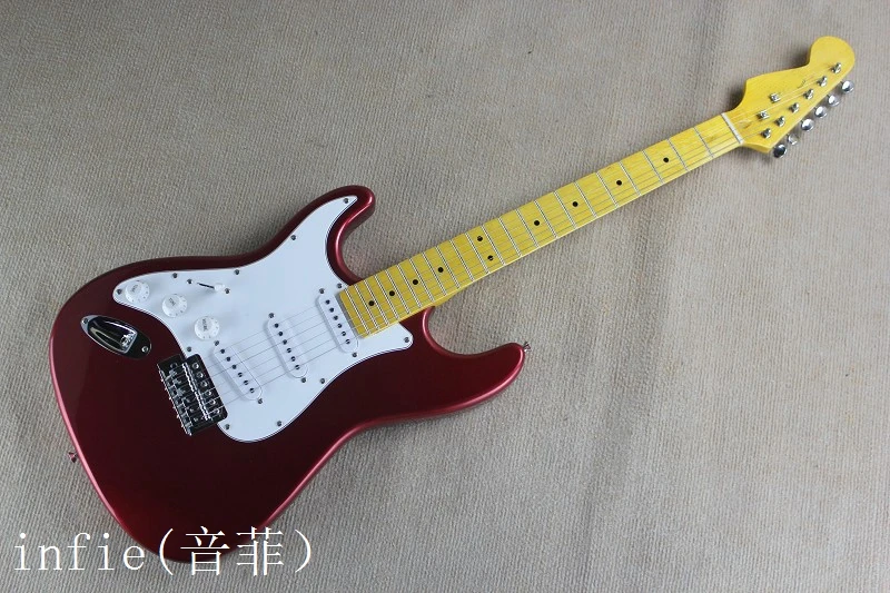 Free Shipping Custom Shop Red Electric Guitar With 3 Pickups Left Handed Guitar& Body Available - Цвет: Бургундия